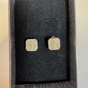 Moissanite Square Stud Sterling Silver Earrings 0.5ctw GRA Certified